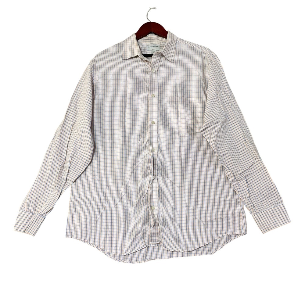 Banana Republic Men's XL Slim Fit Button Down Shirt Orange Blue Check Cotton